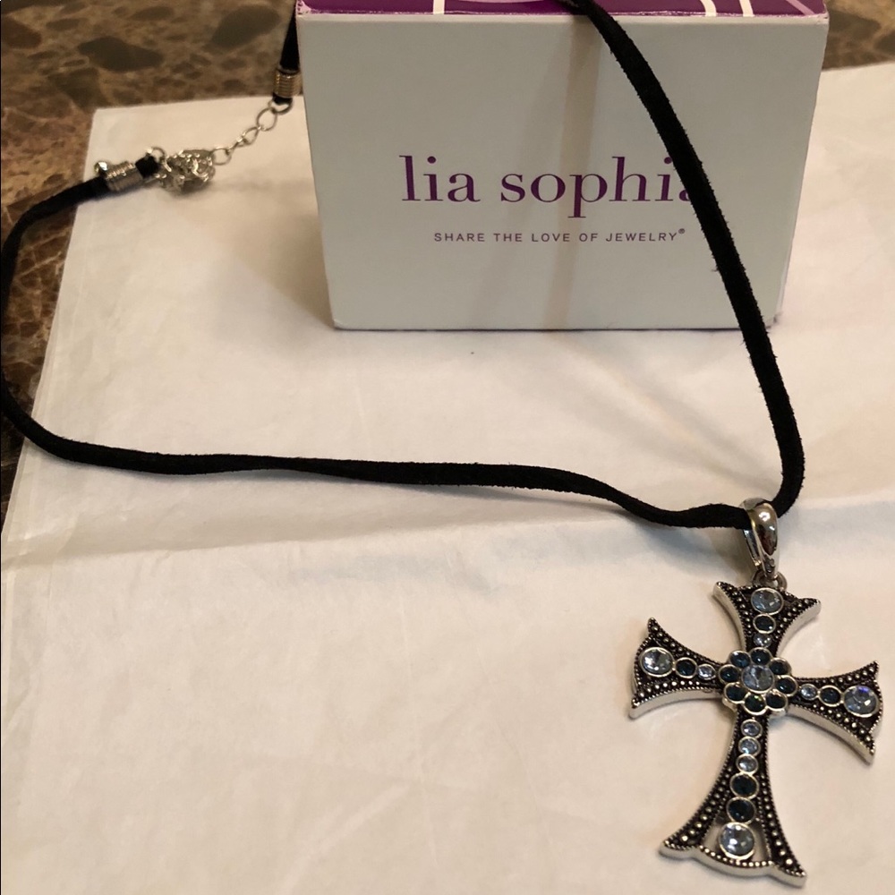 LIA SOPHIA Bejeweled Divinity Cross Necklace